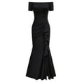thumbnail image 3 of Puliio Women's Dresses Off Shoulder Strapless Wrap Solid Color Wrapped Slim Fit Hem Slit Dress Elegant Mermaid Hem Cocktail Party Dresses, 3 of 4