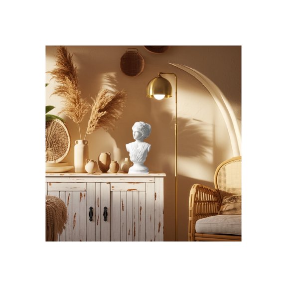 Boho Resin Polyresin Sculpture Decorative Bust Figurine in Classic Greek Style for Eclectic Global Inspired Home Decor