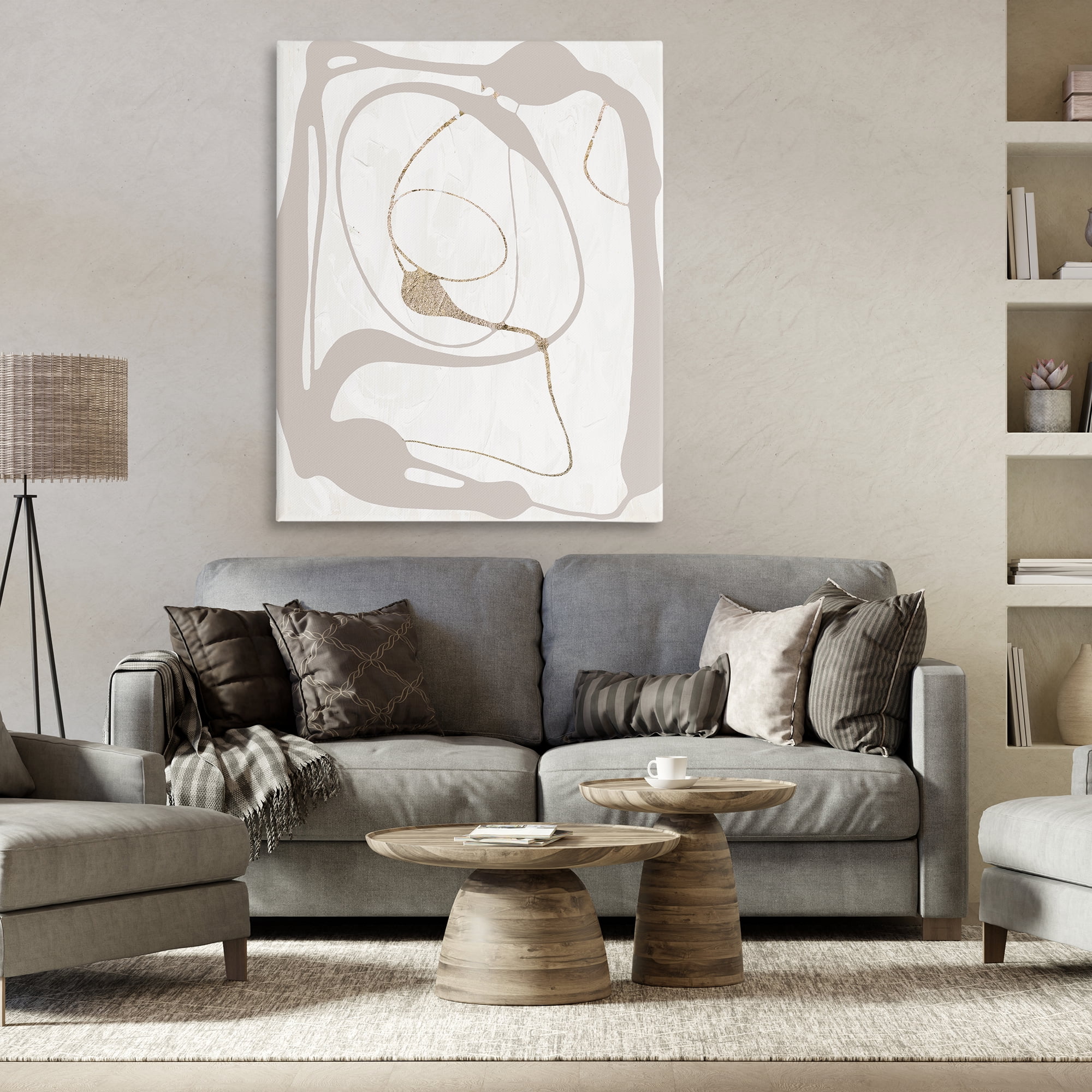 Stupell Industries Gray Very Abstract Figure Abstract Painting Gallery Wrapped Canvas Art Print Wall Art, 36 x 48