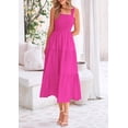 thumbnail image 3 of Vestido PRETTYGARDEN para mujer, midi, fruncido, de verano, rosa y rojo, XL, 3 of 9
