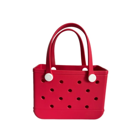 Bolsa de viaje JIREST de goma pequeña para playa, impermeable, roja