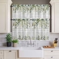 thumbnail image 4 of 3 Piece Kitchen Curtains and Valances Set Green Cafe Curtains 36 Inch Length Eucalyptus Leaves Valance & Tier Curtain for Living Room Bedroom Small Window 54"x18"+27"x36"*2, 4 of 6
