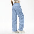 thumbnail image 7 of Women Athletic Windbreaker Pants Drawstring Multi Pocket Breathable Casual Cargo Solid Color Joggers, 7 of 7