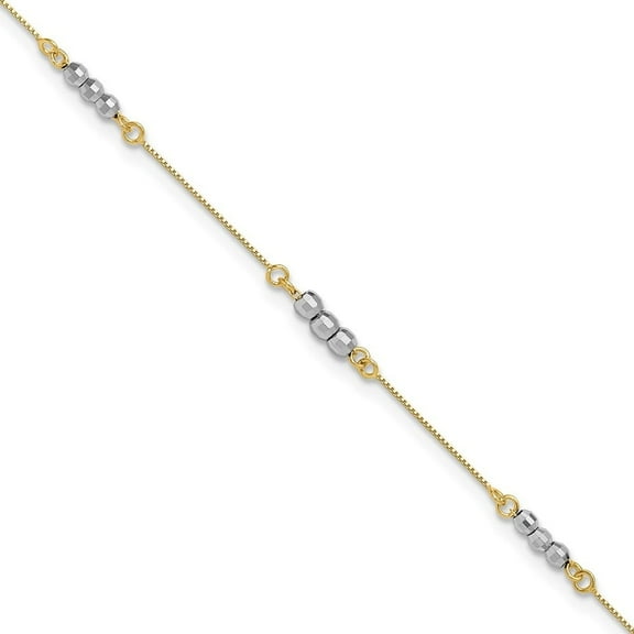 Auriga Fine Jewelry 14K Two-tone Gold Mirror Beaded Bracelet 7.25inch for Women