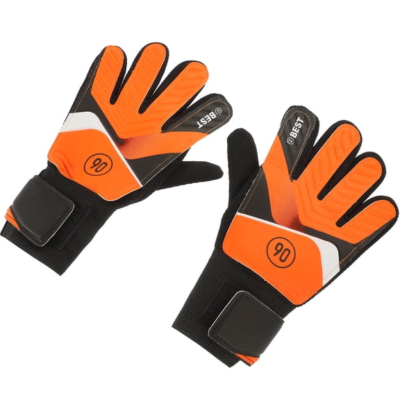 OUNONA  Goalkeeper Glove Orange Breathable Knitted Fabric with Grip