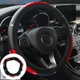 thumbnail image 2 of Faux Leather Steering Wheel Cover - Non-Slip Breathable Design - Grooved Grip for Driving Comfort - Fits 37-38cm Wheels - Easy Elastic Ring Installation, 2 of 5
