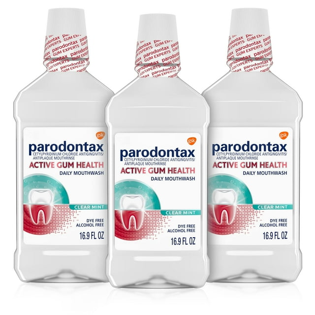 Enjuague bucal Parodontax Active Gum Health, 500 ml x 3 unidades, color menta transparente