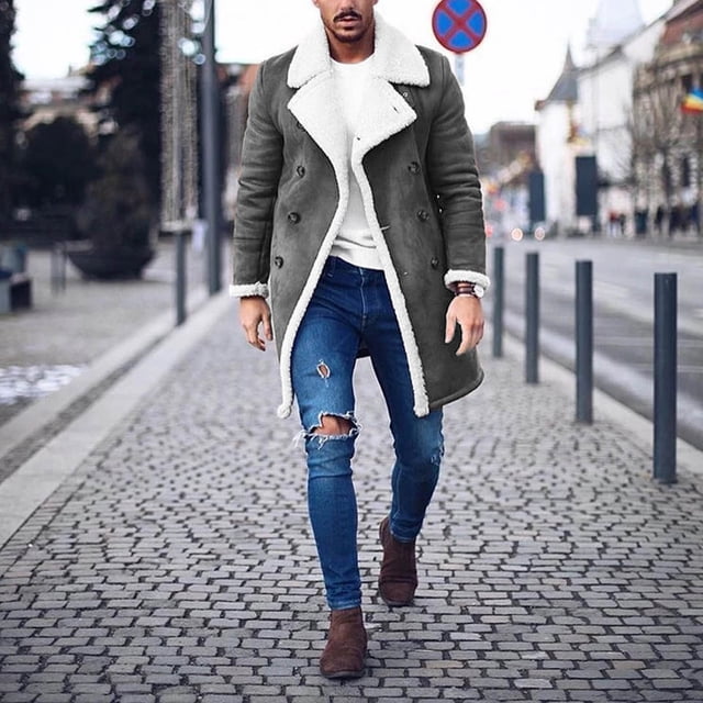 Babysbule Winter Jacket for Men Plu Size Men Winter Warm Turndown Neck Softshell for Windproof Soft Coat Jacket XL