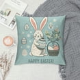thumbnail image 2 of Orinice Easter Throw Pillow Cover,  Cute Rabbit and A Bouquet of Flowers with Blue Background Pillow Cases, Happy Easter Eggs Pattern Spring Cushion Cover Decoration for Home Decor White, 2 of 5