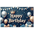 thumbnail image 2 of Decorative Design Happy Birthday Banner Balloon Decoration Party Backdrop Crown Theme for Birthday Party Indoor Celebration, 2 of 7