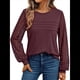 thumbnail image 3 of Camisas de Larga para Mujer, Blusas Elegantes e Informales de Encaje, Conjuntos de Otoño 2025, Camisetas y Ropa de Trabajo. Vino Tinto L, 3 of 8