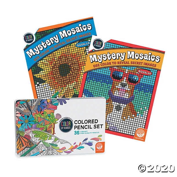 MindWare Color by Number Mystery Mosaics: Books 13 &amp; 14 with 36 Colored ...