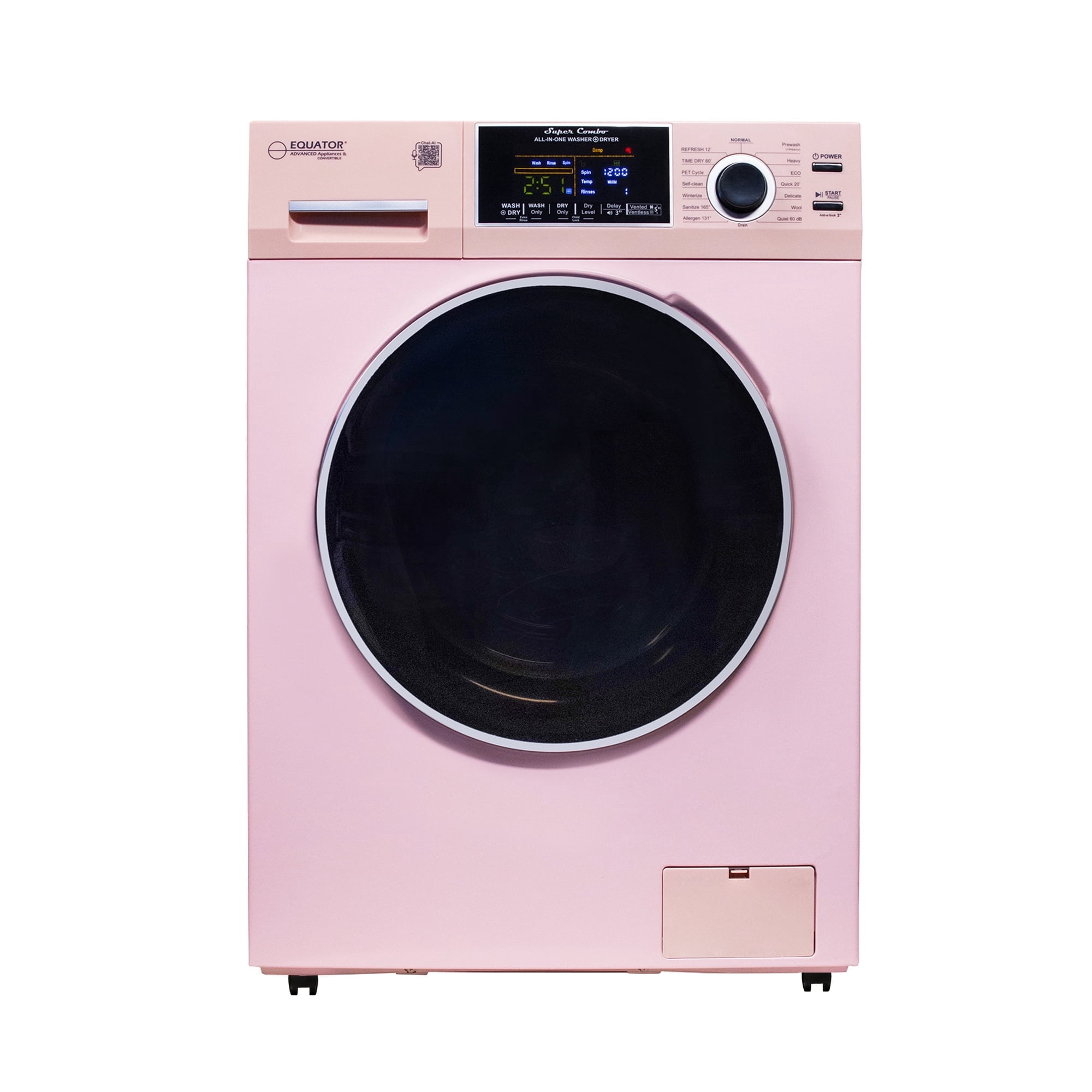 Equator All-in-One Washer Dryer Ventless/Vented PET 1.62cf/15lbs+Portability Kit