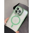 thumbnail image 1 of Lens Metal Ring Stand Magsafe Magnetic Phone Case For IPhone 15 12 13 14 Pro Max 11 Camera Glass Protection Transparent Cover, 1 of 7
