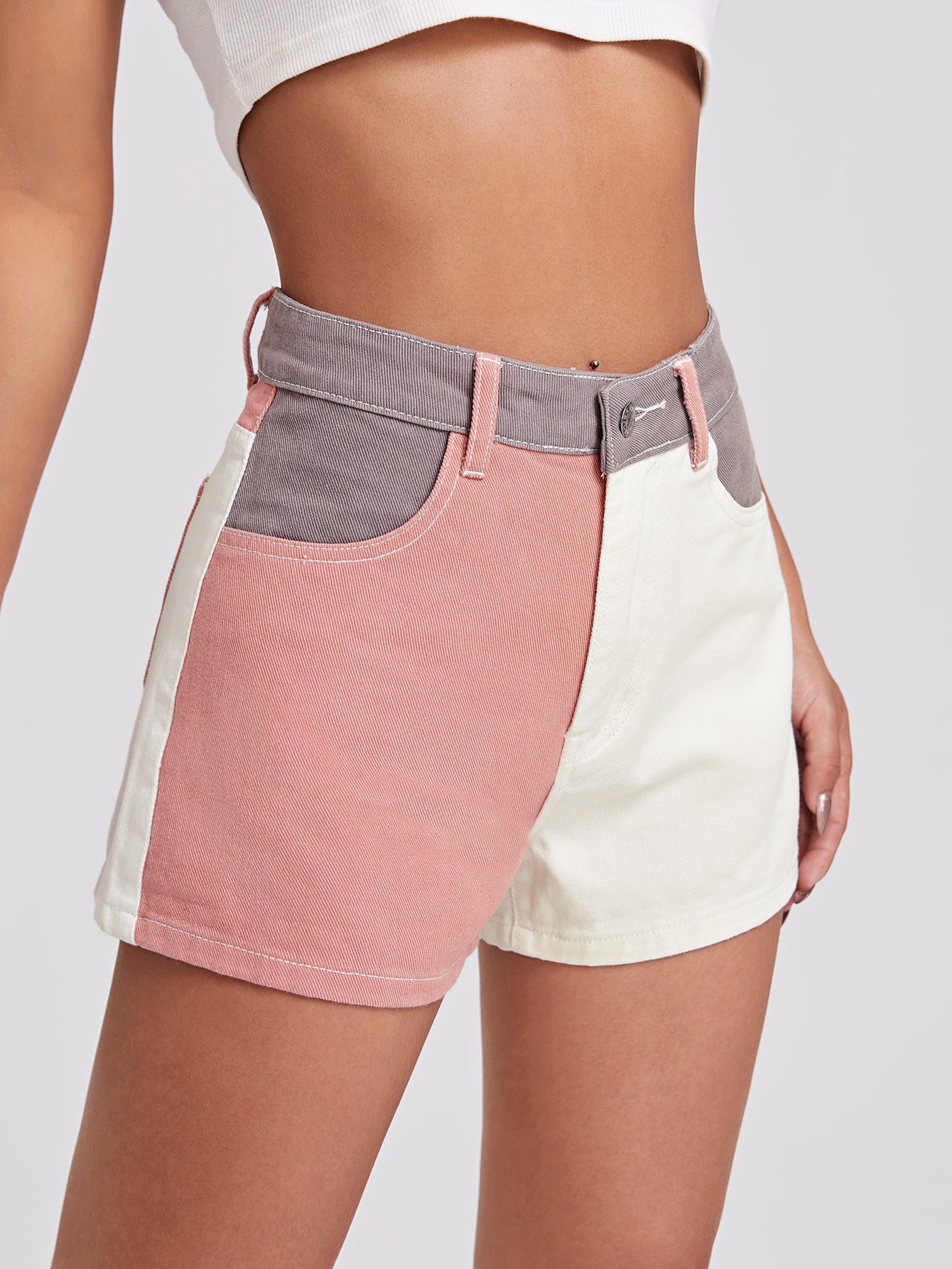 Women's High Waist Color Block Denim 
