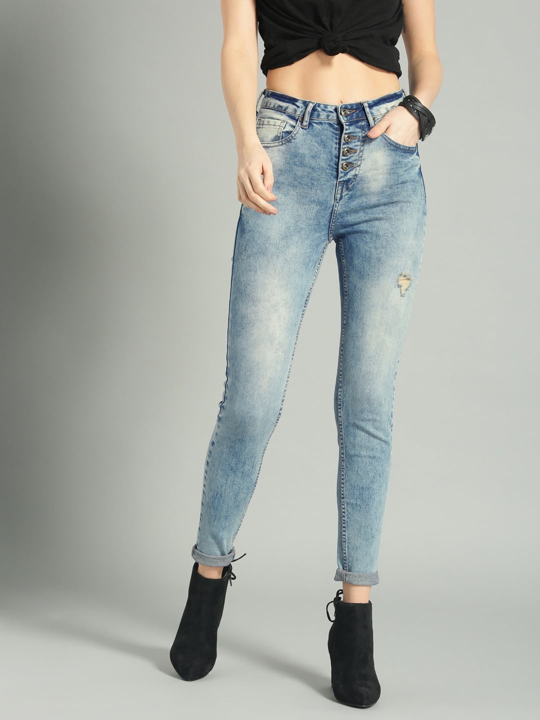 online for sale Blue Jeans Cello Washed High Waist Skinny Cropped ...