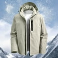 thumbnail image 2 of IWRICH Men's Hooded Softshell Jacket Waterproof Lightweight Insulated Windbreaker Fleece Lined Rain Shell Jacket Beige XXL, 2 of 4