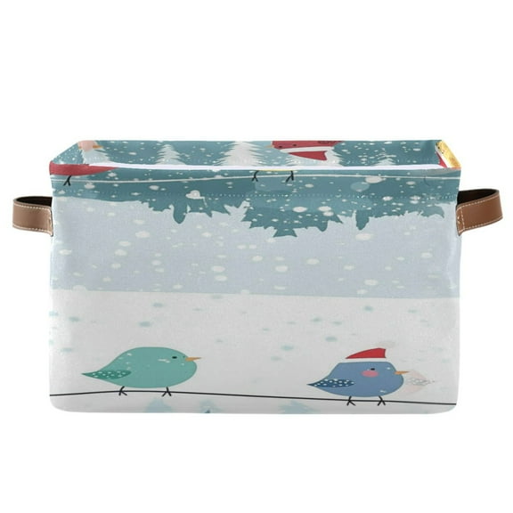 Cute Cartoon Birds Foldable Storage Basket,Canvas Fabric Foldable Storage Bins with Handles Open Home Storage Bins Boxes for Toy Book Shelf Closet Baskets