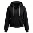 thumbnail image 3 of Turilly Women's Casual Full Zip Hoodie Drawstring Collared Long Sleeve Sweatshirt, Relaxed Fit Solid Color Loose Top with Pockets, 3 of 5