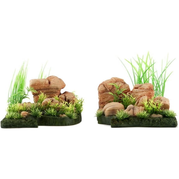 Penn-Plax Natural Rock Formation Landscapes for Aquariums, Terrariums, and Fish Tanks (Rock & Plants)