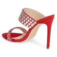 thumbnail image 2 of Lauren Lorraine Bing Mirror Mule Formal Prom Pump Open Toe Stiletto Mule Heels (Red, 6.5), 2 of 5