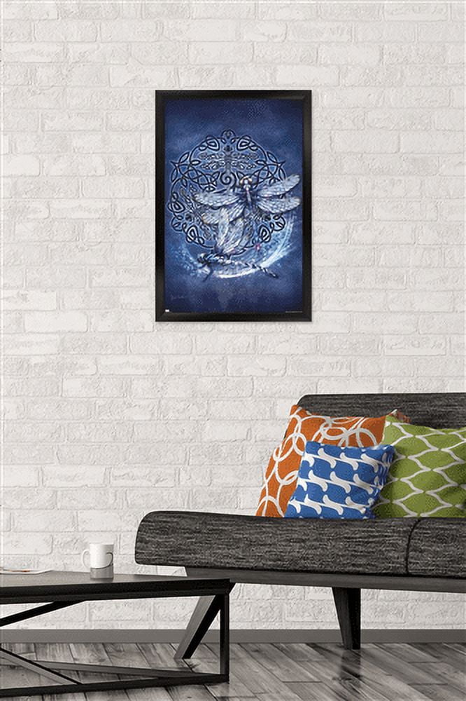 Brigid Ashwood - Celtic Dragonfly Wall Poster, 14.725" x 22.375", Framed
