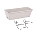 thumbnail image 3 of Maceta colgante para balcón, ideal para barandilla o cerca, alféizar de ventana con bandeja desmontable y rejilla para terraza exterior con orificios de drenaje. Gris claro, 3 of 8