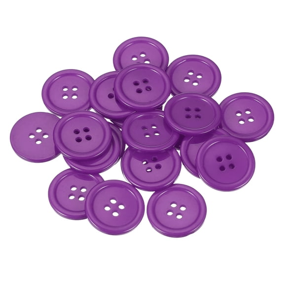 Uxcell 22 Pcs Purple Resin Button, 1 Inch(25mm) Round 4 Holes Sewing Buttons, Small Size Flatback Button for DIY Craft Making Clothes Sewing Handmade Ornament