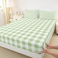 thumbnail image 3 of Feelyou Fashion Plaid Twin Sheet Sets, Teens Green Abstract Bedding, 3 Pieces, 3 of 7