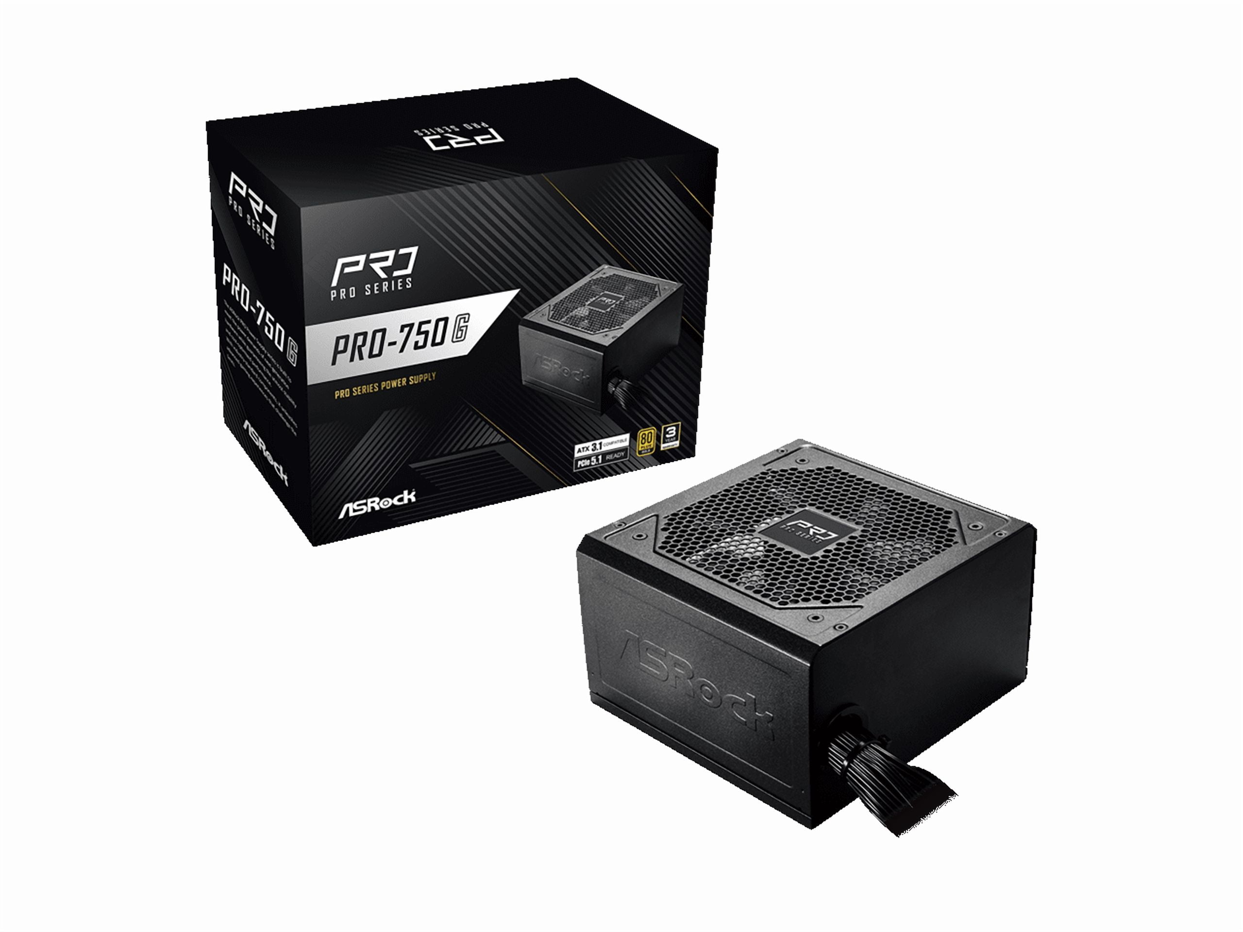 ASRock PRO Series PRO-750G 750 W ATX 3.1 Compatible 80 PLUS GOLD Certified Power Supply