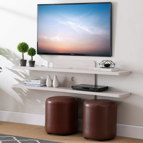 Furniture of America Eustache 2-Tier Floating TV Stand, 60", Brown