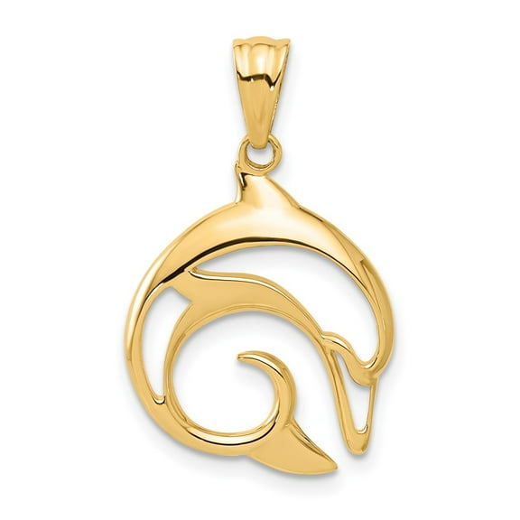 14K Polished Cut Out Dolphin Pendant