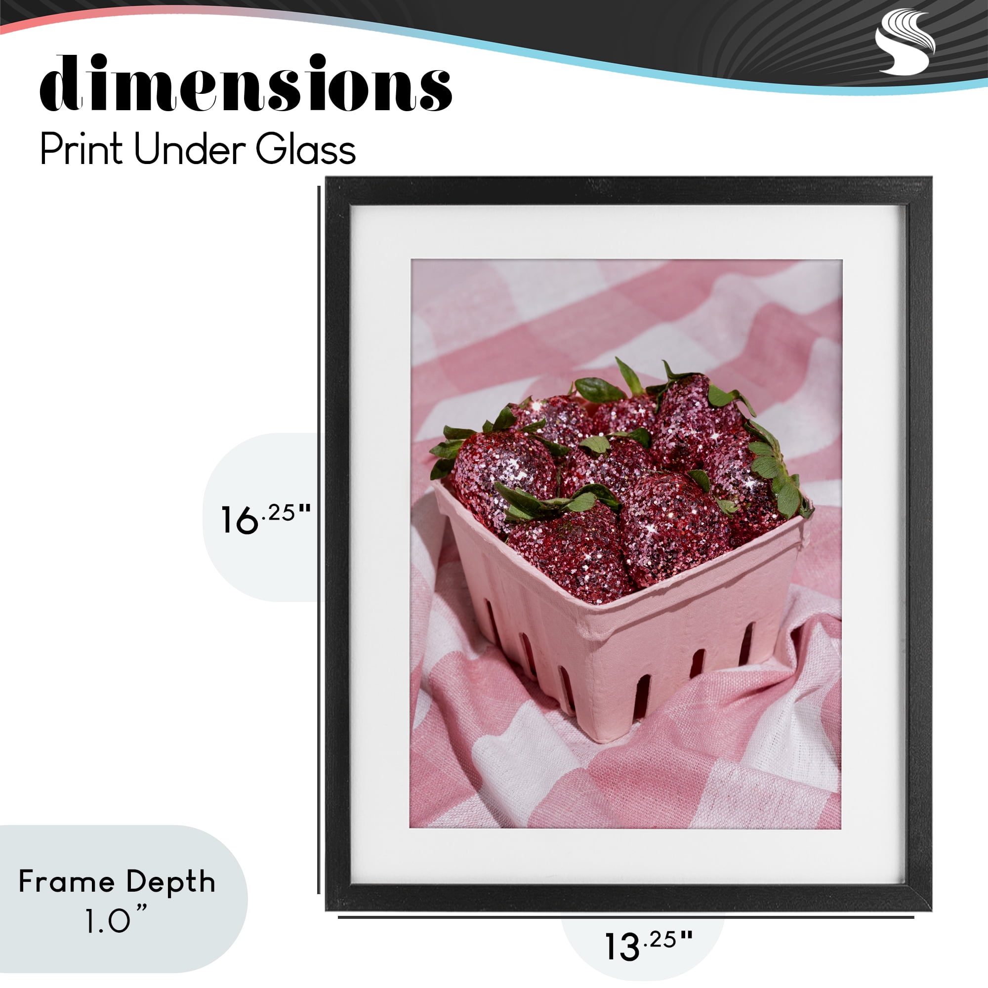 Stupell Industries Glam Glimmer Strawberries Black Framed Print Under Glass, design by LISH Creative
