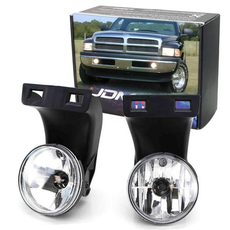 Complete Set Fog Lights Foglamps with 880 Halogen Bulbs For 2nd Gen 1994-2001 Dodge RAM 1500, 1994-2002 RAM 2500 3500