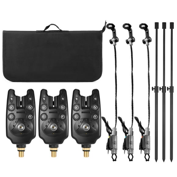 Fishing Bite Alarms Fishing Banksticks Swingers Set with Padded Fishing Tool Bag