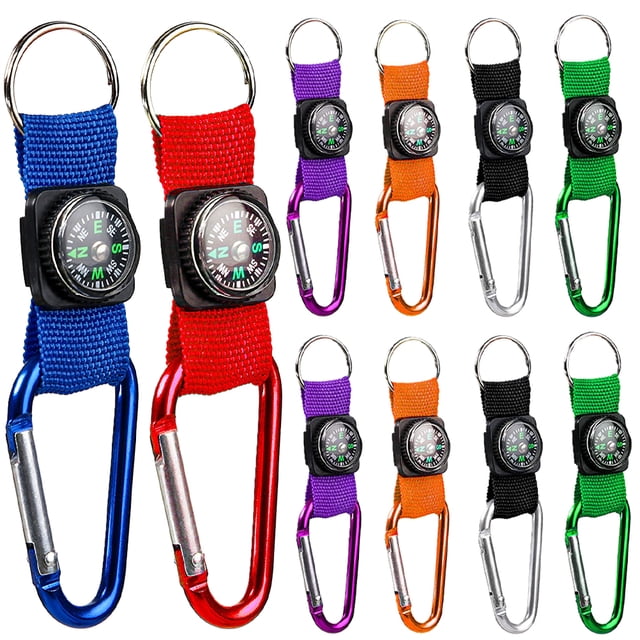 CIMAXIC compass keychain 10pcs Camping Compass Keychain Belt Clips Keyring Compass for Outdoor Adventure,6.1"X1.18"X0.79"
