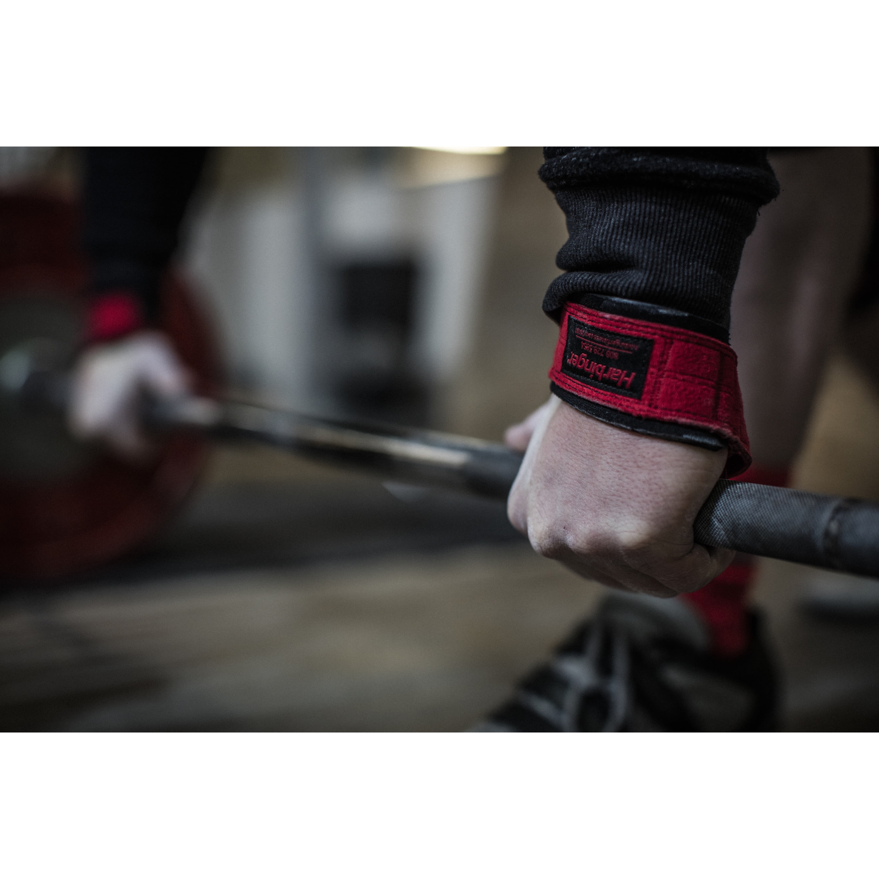 Harbinger Padded Leather Lifting Straps Red