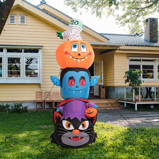 GEX Halloween Inflatables 2022 New 6Ft Pumpkin with Zombie Halloween