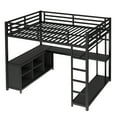 thumbnail image 4 of Newest Workstation Loft Teens and Adults Productive & Organized Metal Queen Loft Bed with L-Shaped Desk and Wardrobe, Black, 4 of 15