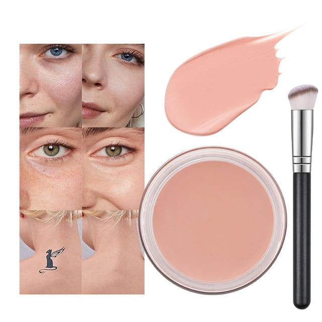 1pcs Full-Coverage Concealer Set — Brightening & Color-Correcting (Specially Designed for Dark Circles), Includes Waterproof Foundation and Face Makeup Brush Set, Under-Eye Flaw Corrector.