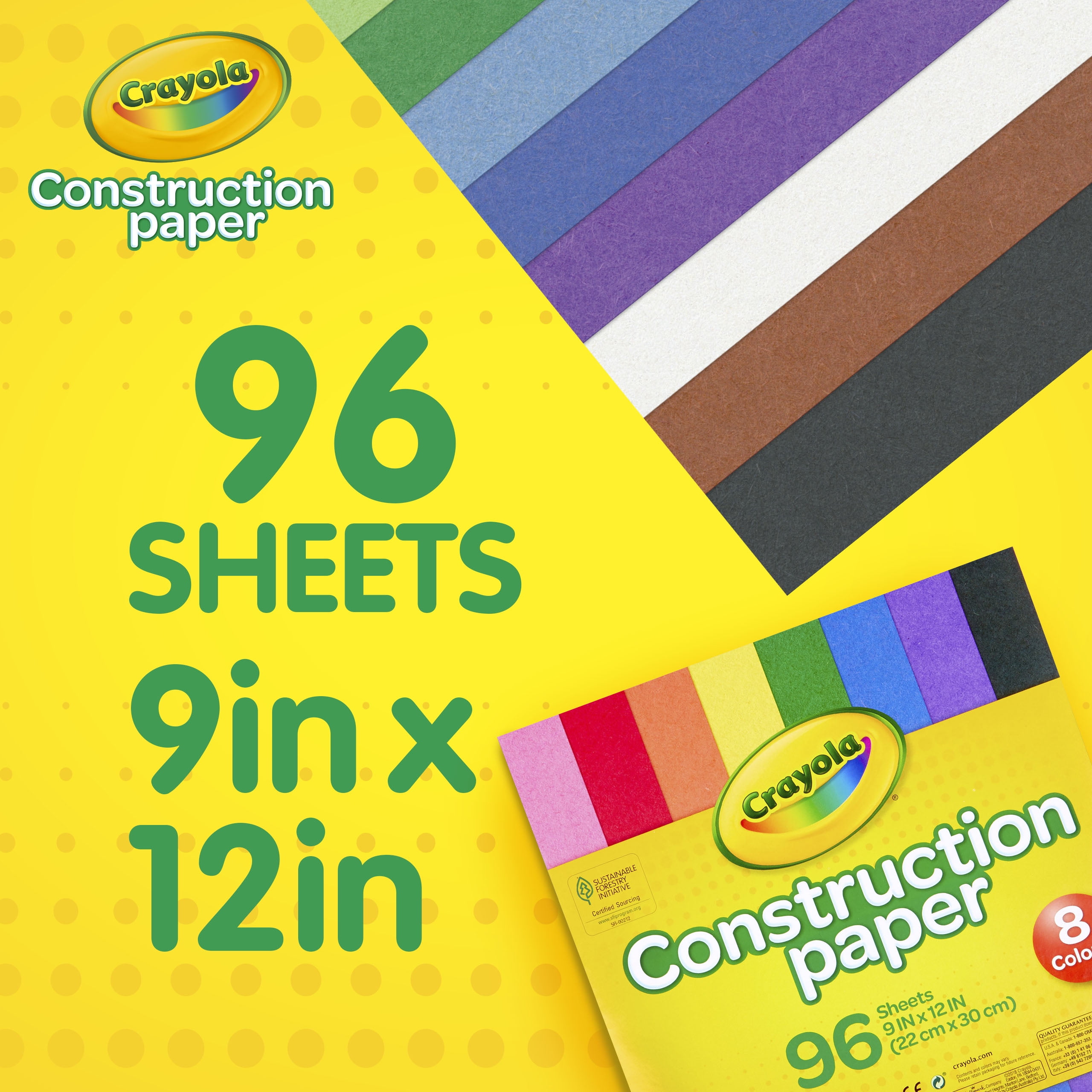 Crayola 12 x 9 Inch Construction Paper, 8 Color Assortment, 96 Sheets
