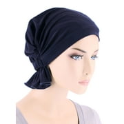 Turban Plus The Abbey Cap ® Womens Chemo Hat Beanie Scarf Turban for Cancer Blended Knit Navy Blue