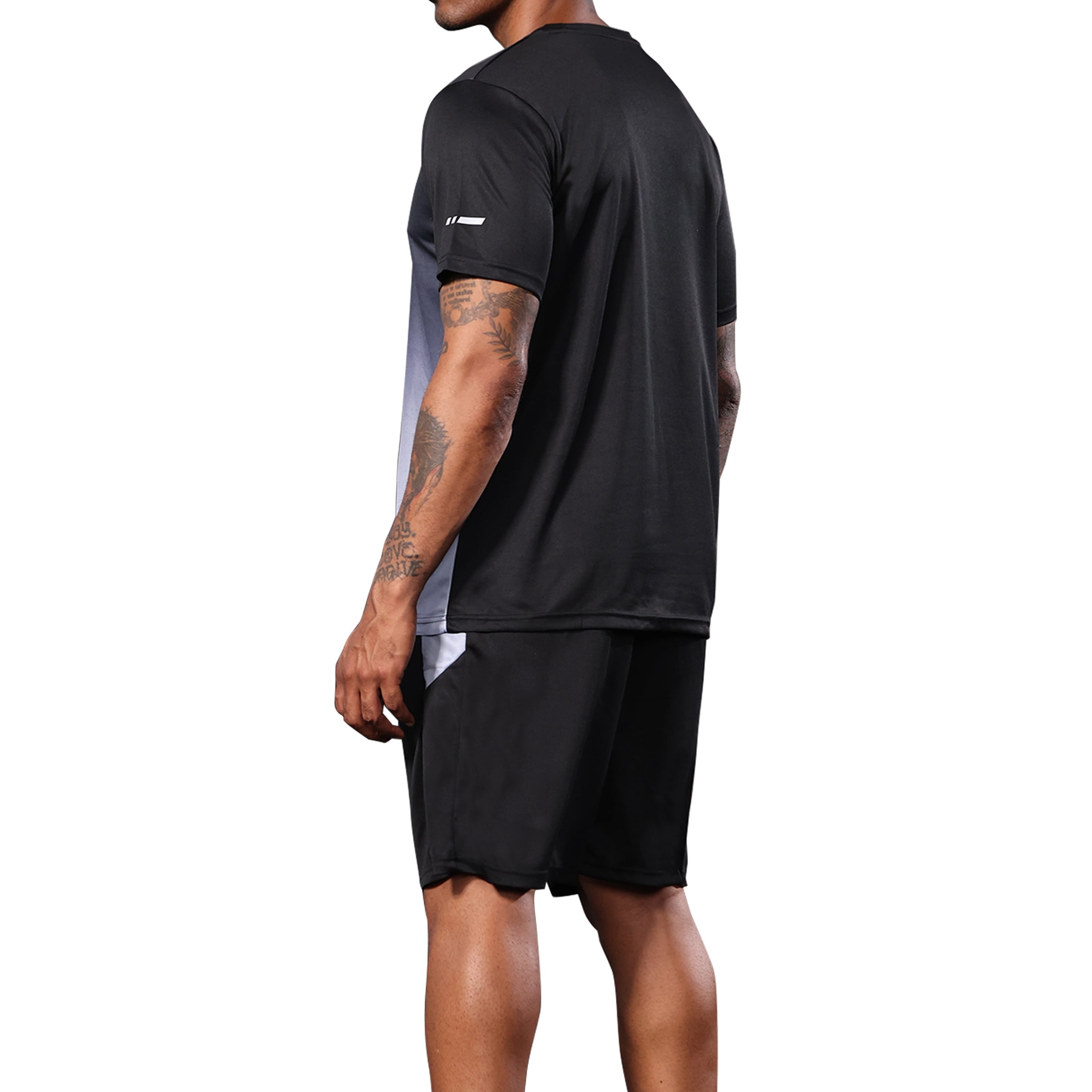 3 pack Mens Gym Short Sleeve T-Shirt Set Athletic Basketball Workout Running Shorts,S-3XL