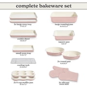 Country Kitchen Baking Pans, 13-Piece Stackable Nonstick Bakeware Set, Light Pink