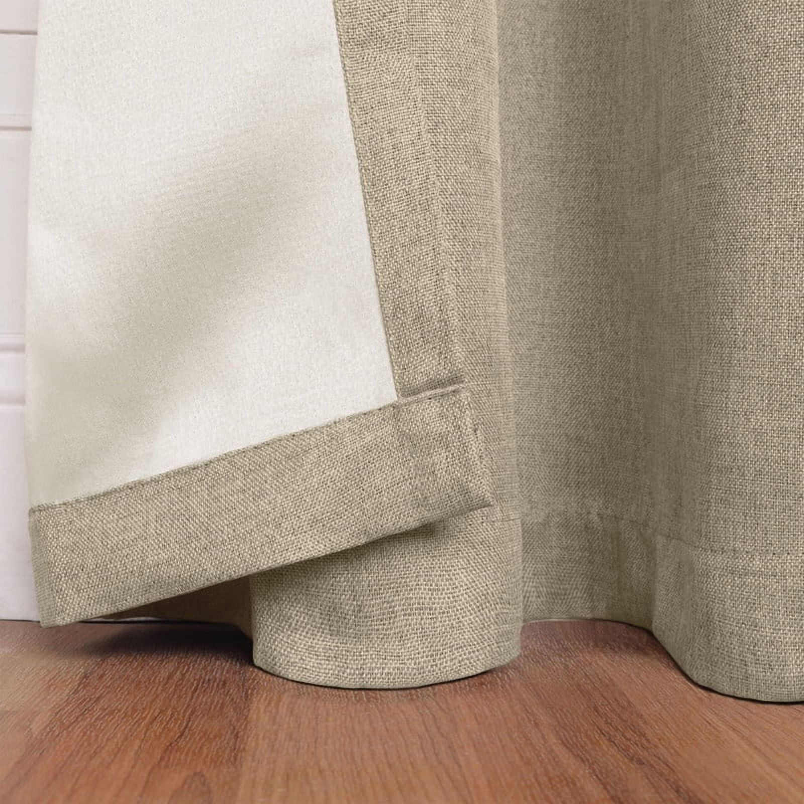 Superior Linen Blackout Curtains Set of 2, Grommet Header Curtain Panel Pair, Frosted Almond, 42"W x 84"L