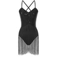 thumbnail image 6 of Zaldita Women's Fringe Tassel Dress Sequins Leotard Latin Samba Salsa Ballroom Dance Dress Black L, 6 of 7