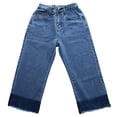 thumbnail image 2 of Pantalones vaqueros cortos para mujer, de algodón, informales, holgados, de pierna ancha 2XL, 2 of 9