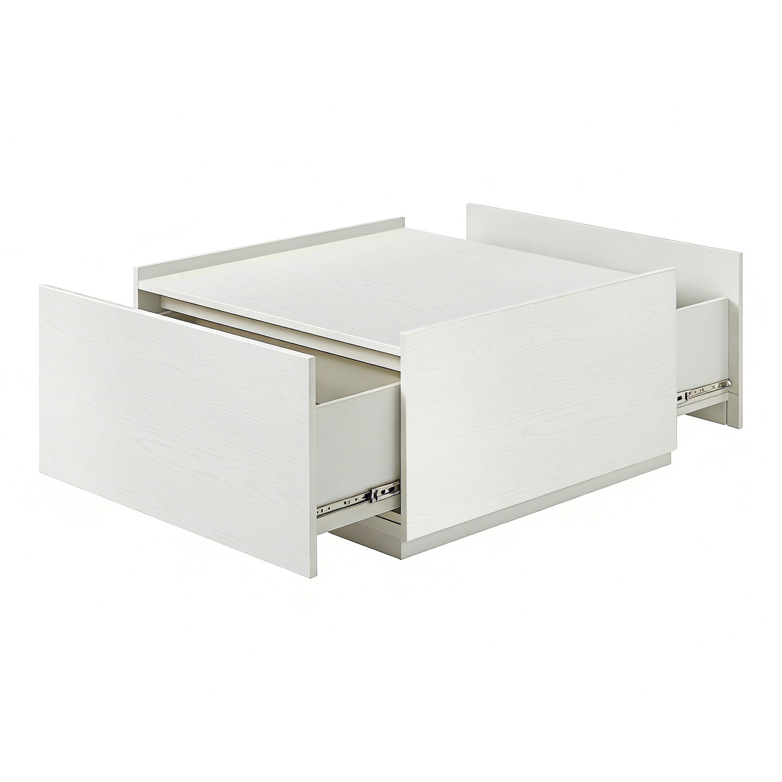 Furniture of America Afra Modern Wood 2-Drawer Square Storage Coffee Table, White