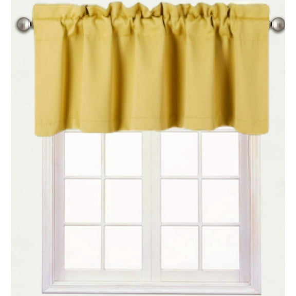 1 piece yellow valance TVLO-18 blackout thermal tier window treatment rod pocket kitchen bathroom size 54" wide X 18" length for short window room darkening