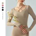 thumbnail image 1 of Top de entrenamiento sexy con tirantes y almohadilla para el pecho, estilo puro deseo, ropa de baile para pilates, ropa de yoga adelgazante de manga larga, 1 of 5